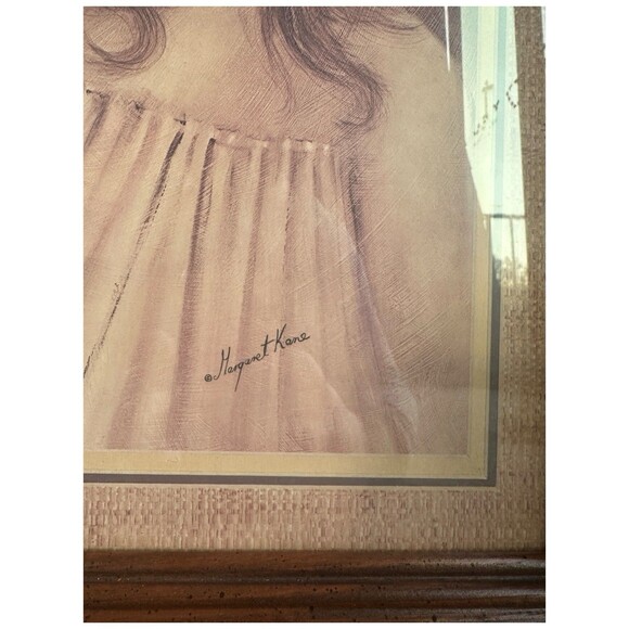 Margaret Keane A Little Kiss Big Eyes Boy Girl Framed MCM Vintage Art - Picture 6 of 16